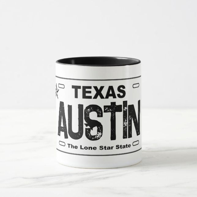 Austin Texas blanc plaque d'immatriculation tasse (Centre)