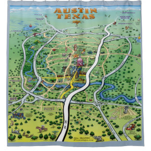 Austin Texas Cartoon Carte Rideau de douche