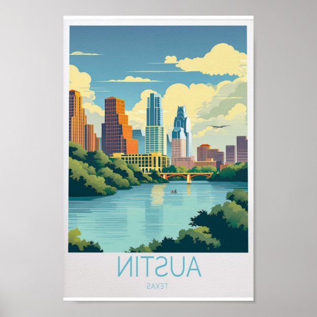 Austin Travel Poster - Austin Texas Wall Art pour  (Devant)