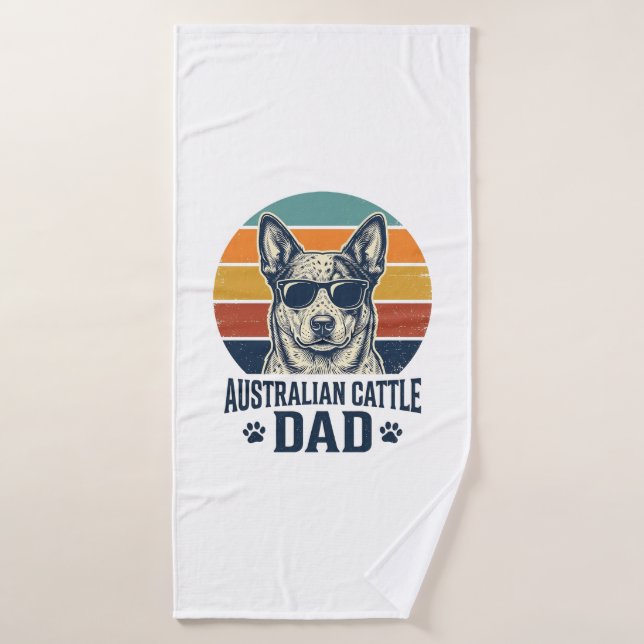 Australian Cattle Dog Dad Vintage Sunset Shirt_1 (Serviette de bain)