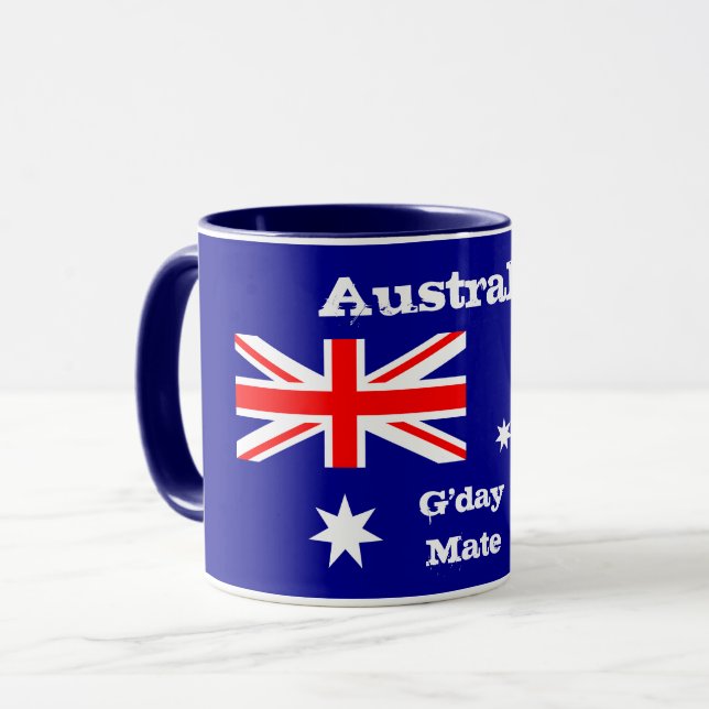 Australian Flag & G'day Mate coffee mug /Australie (Devant gauche)