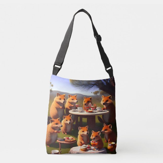 Australian Quokka Tea Party, sac Unisex Crossbody (Devant)