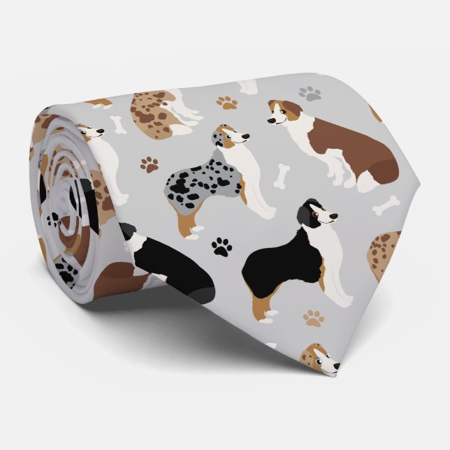 Australian Shepherd Bones and Paws Grey Cravate (Roulé)