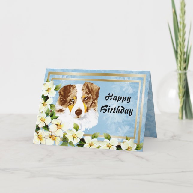 Australian Shepherd Custom Bonne Carte d'anniversa (Devant)
