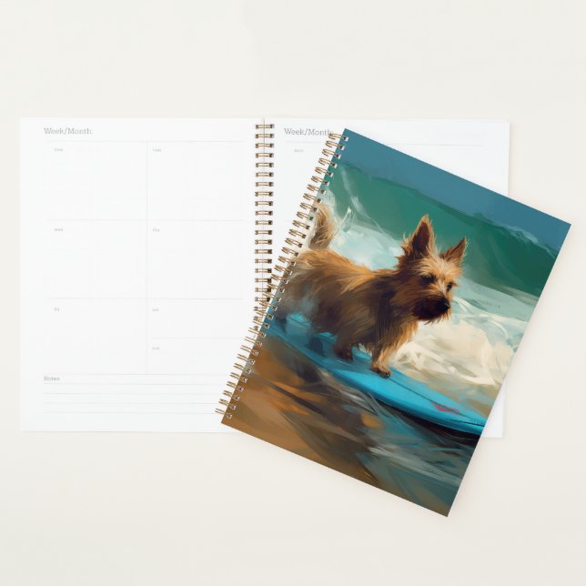 Australian Terrier Beach Surfing Paining (Devant avec enveloppe)