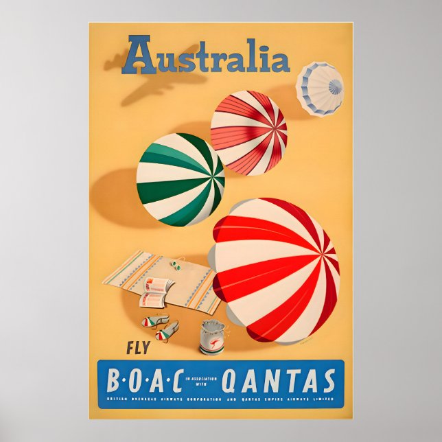 Australie Art Australien Plage Impression Qantas V (Devant)