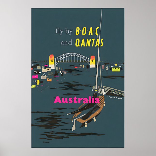 Australie Art Australien Voyage Impression BOAC et (Devant)