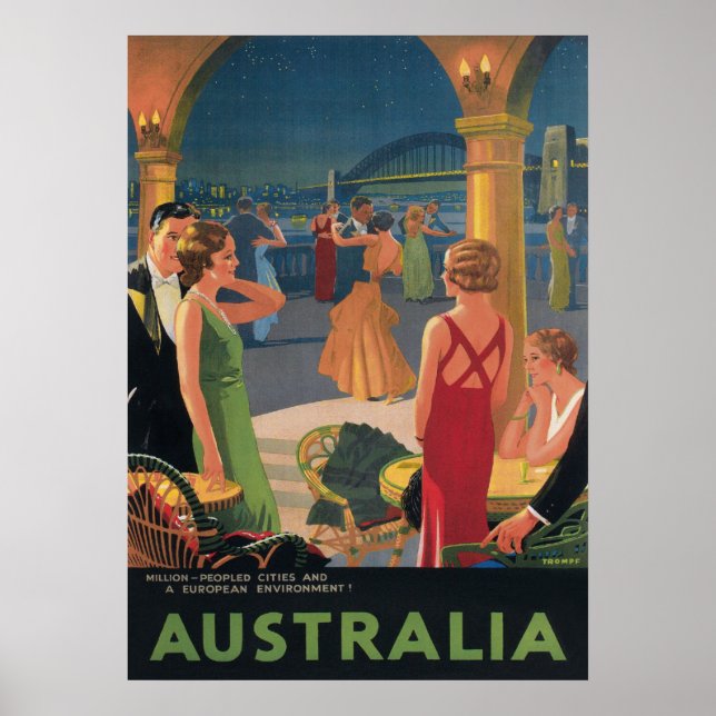 Australie, Dance Party, Poster Vintage voyage (Devant)