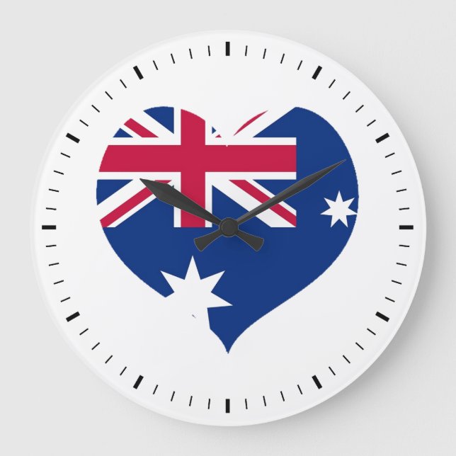 Australie Drapeau Coeur Découpe Mur Horloge (Recto)