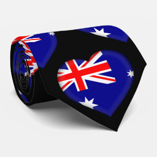 Australie Drapeau couleurs Motif de coeur Cravate