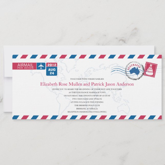 Australie Faire-part de mariage Airmail (Devant)