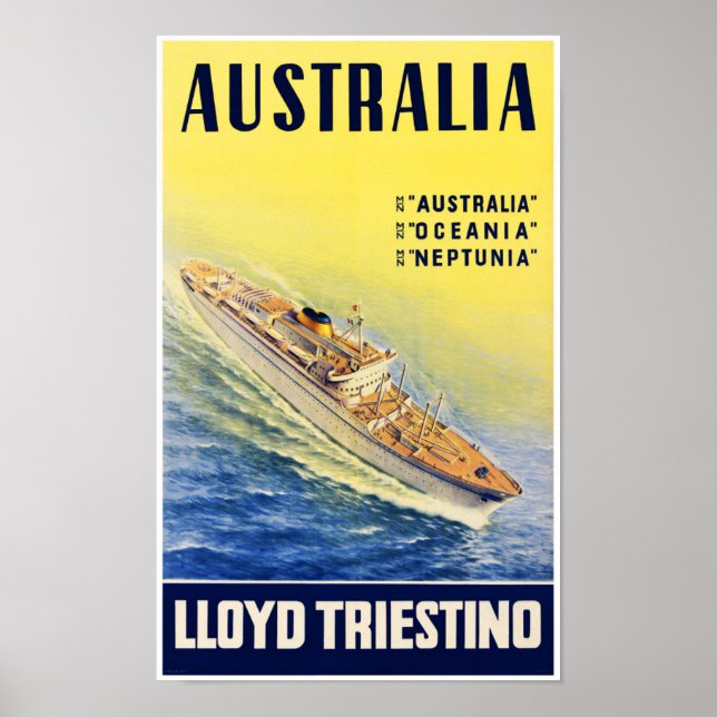 Australie Lloyd Triestino Poster vintage restauré (Devant)
