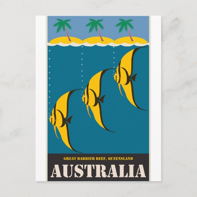 Australie Ocean Sea Fish Vintage voyage carte post (Devant)