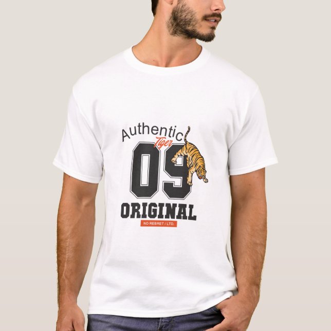 Authentic Tiger 09 Original" Graphic T-Shirt (Devant)