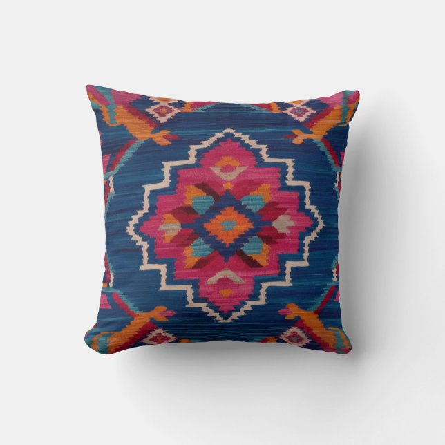 Authentique Coussins de tapis Blue Kilim : Un morc (Recto)