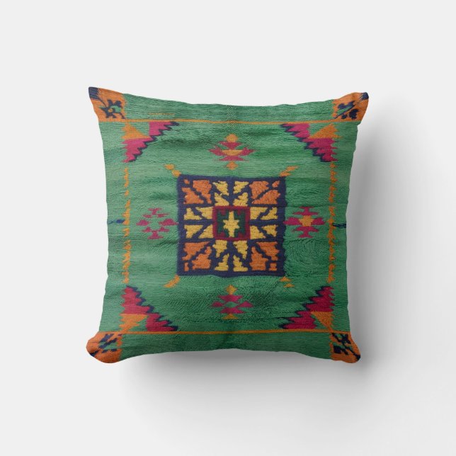 Authentique Kilim Vert Coussins : Une touche de tr (Recto)