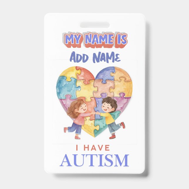 Autism Alert id Badge Tag (Face)