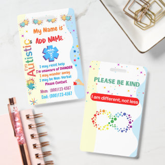 Autism Alert Nonverbal Autistic Contact Badge