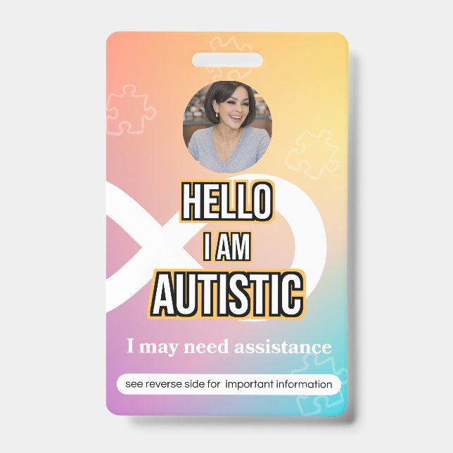 Autism Alert Photo ID Alert Badge (Face)