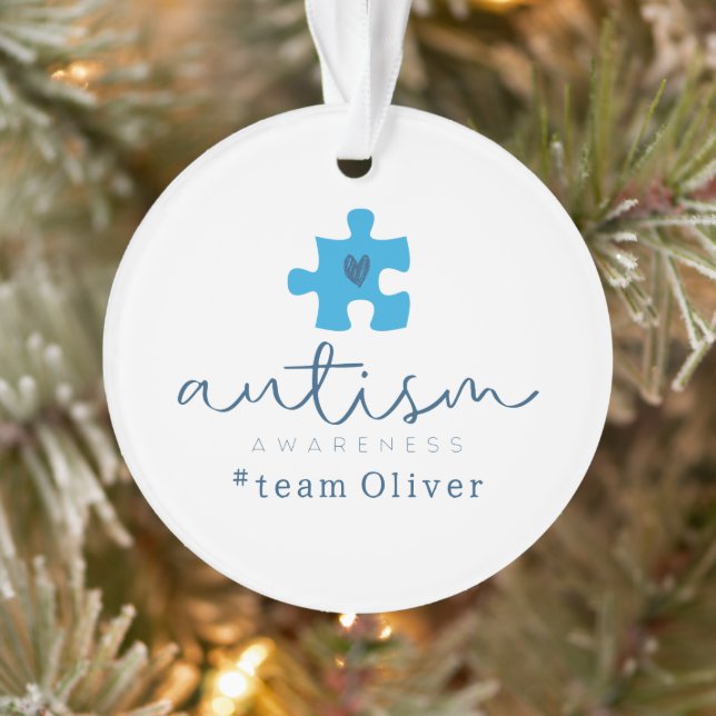 autism awareness blue puzzle piece #team name  (Arbre)