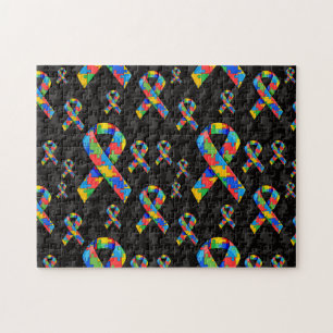 Autism Puzzle Ribbon Pattern