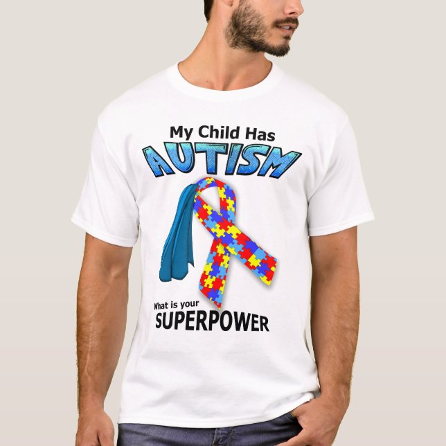 Autism Superhero - Superpower Light T-Shirt (Devant)
