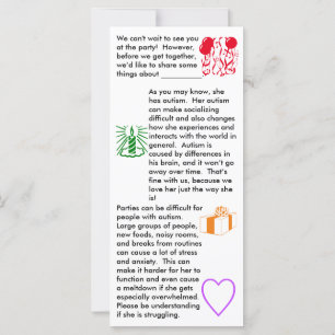 Autisme Carte Appartement Fille Anniversaire