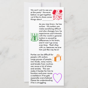 Autisme Carte Plat Boy Anniversaire