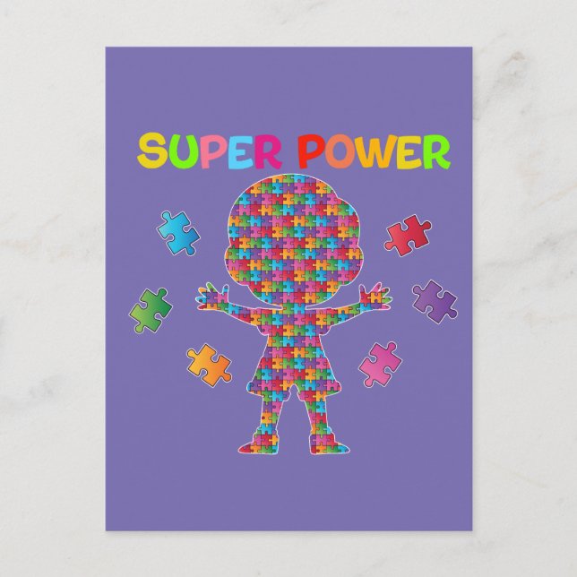 Autisme, carte postale Super Power (Devant)