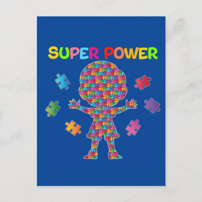 Autisme, carte postale Super Power (Devant)