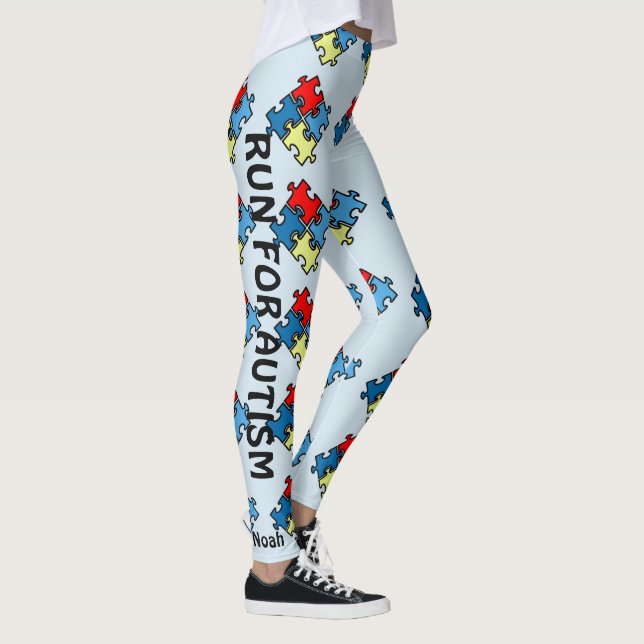 Autisme Courir Leggings Puzzle Blue Pants Guerrier (Droite)