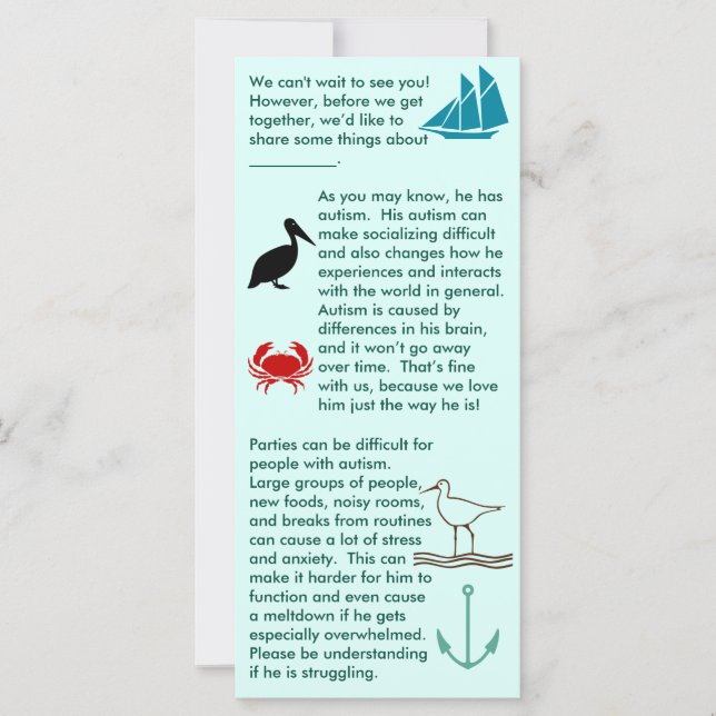 Autisme Ensemble Carte Plat Garçon (Devant)