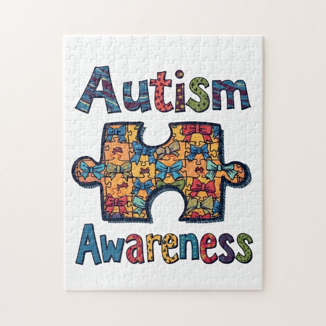 Autisme Maman Puzzle Pièce Coquette Bow Ruban Auti (Vertical)
