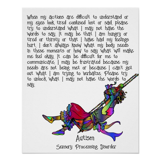 Autisme : Poster sur les troubles du traitement se (Devant)