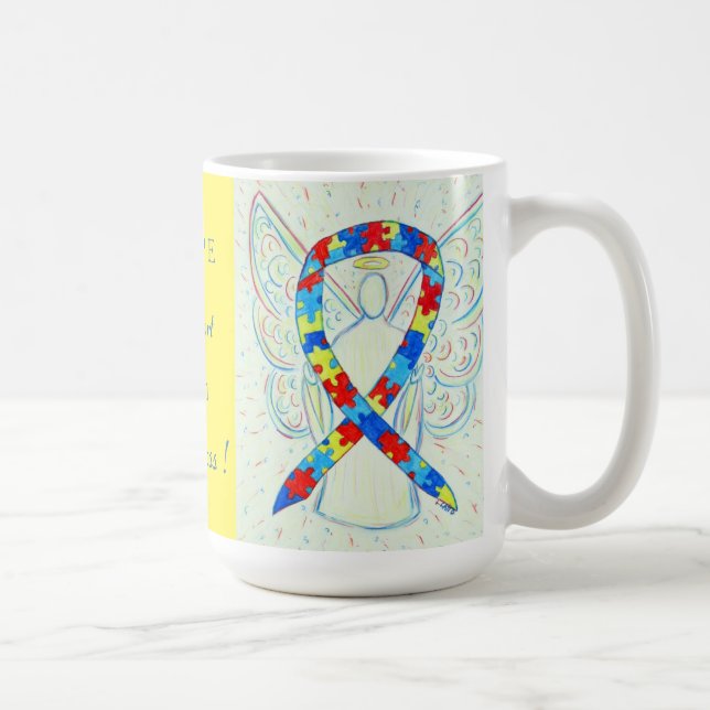Autisme Puzzle Sensibilisation Ruban Angel Mug (Droite)