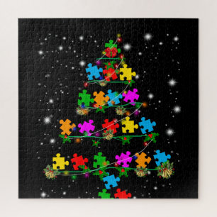 Autistic   Autism Puzzle Piece Christmas Tree