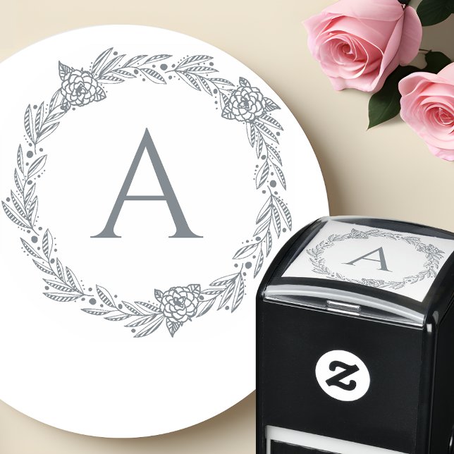 Auto-encreur Créez Votre Propre Tampon Monogramme Élégant ( Elegant Floral Monogram Stamp for Personalized Impressions)