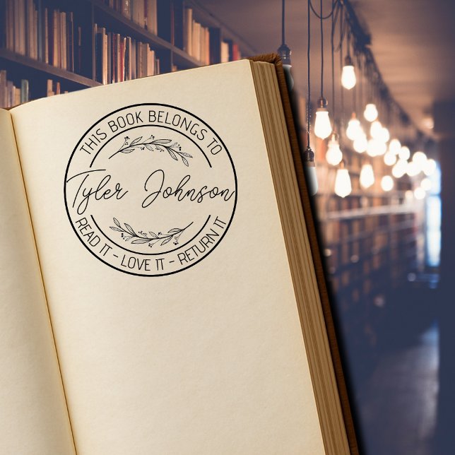 Auto-encreur Ex libris personnalisé floral tampon de livre (Créateur téléchargé)
