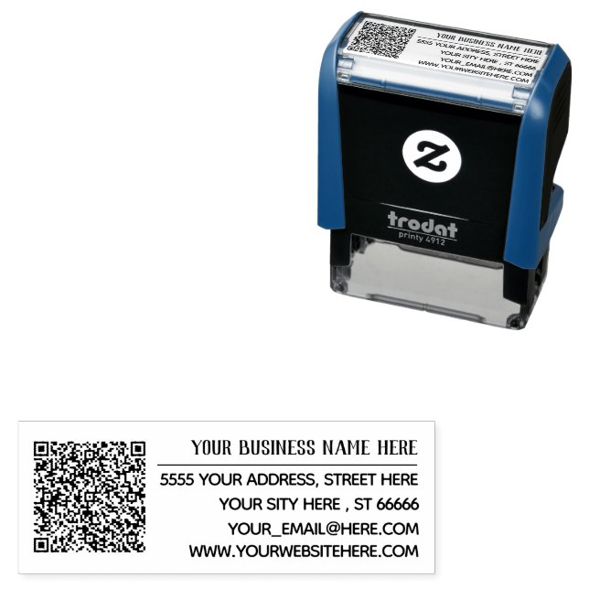 Auto-encreur Exemple de tampon d'adresse de code QR professionn (En situation)