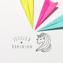 Joli tampon licorne avec nom personnalisé pour les