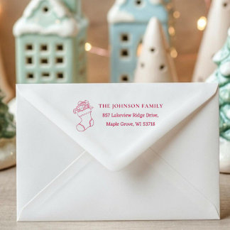 Auto-encreur Tampon Adresse Carte de Noël Personnalisée