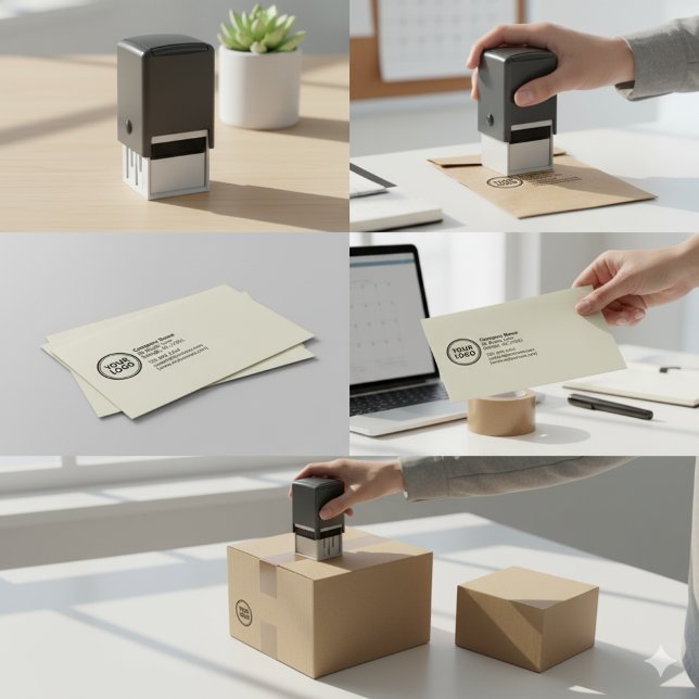 Auto-encreur Tampon Adresse de Retour | Logo d'Entreprise Auto- (Créateur téléchargé)