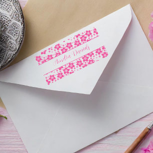 Auto-encreur Tampon de nom floral élégant