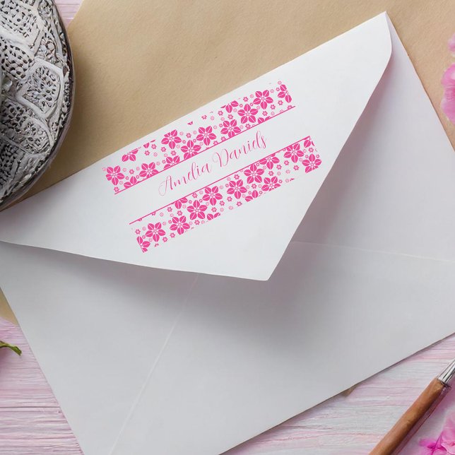 Auto-encreur Tampon de nom floral élégant (Créateur téléchargé)