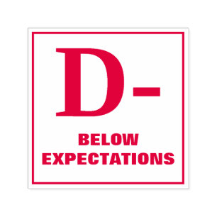 Auto-encreur Tampon de notation de l'enseignant : D-, EN DEÇÀ D