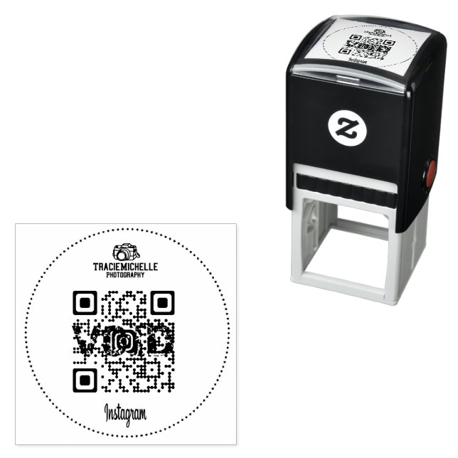 Auto-encreur Tampon en caoutchouc de logo de société de code QR (En situation)