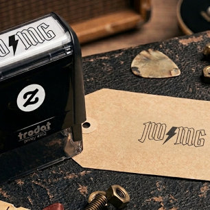 Auto-encreur Tampon en caoutchouc monogramme couple éclair Rock