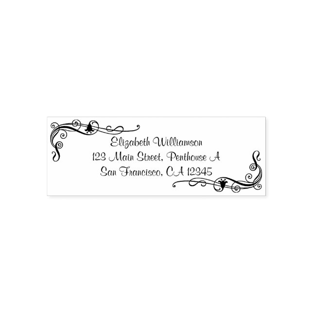 Auto-encreur Tampon personnalisé avec des volutes et des fleurs (Design)