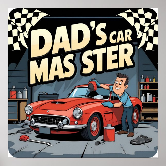 Auto Master Papa Retro Poster numérique Imprimer (Devant)