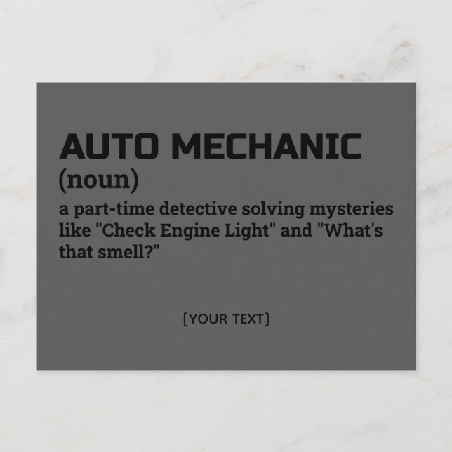 Auto Mechanic - Carte postale de définition de tém (Devant)
